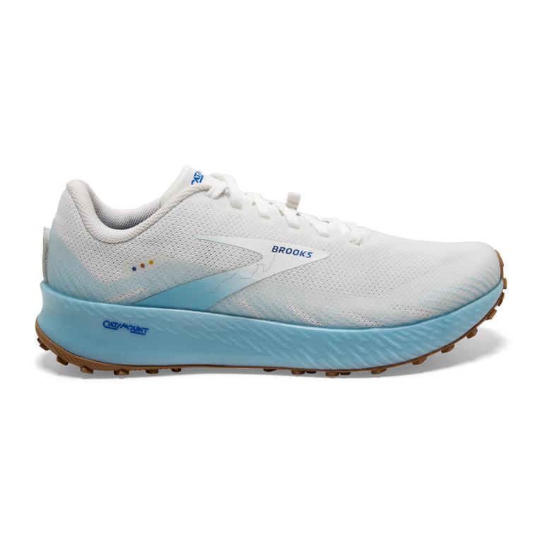 Brooks Women's Catamount Trail Running Shoes - White/Iced Aqua/Blue (HCFY48173)